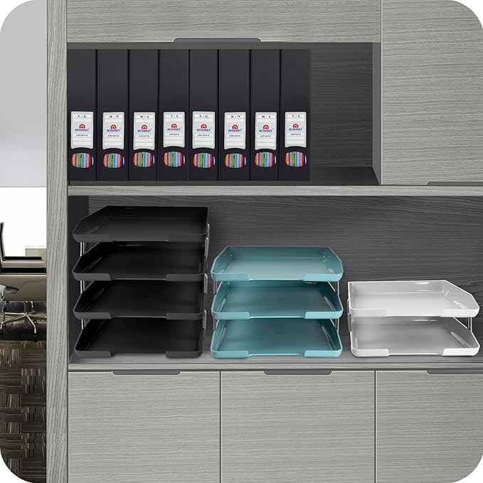 Acrimet Traditional 2 Tier Letter Tray, Front Load Design, A4 Letter Size, Desktop Organizer (Plastic) (Solid Green Color)