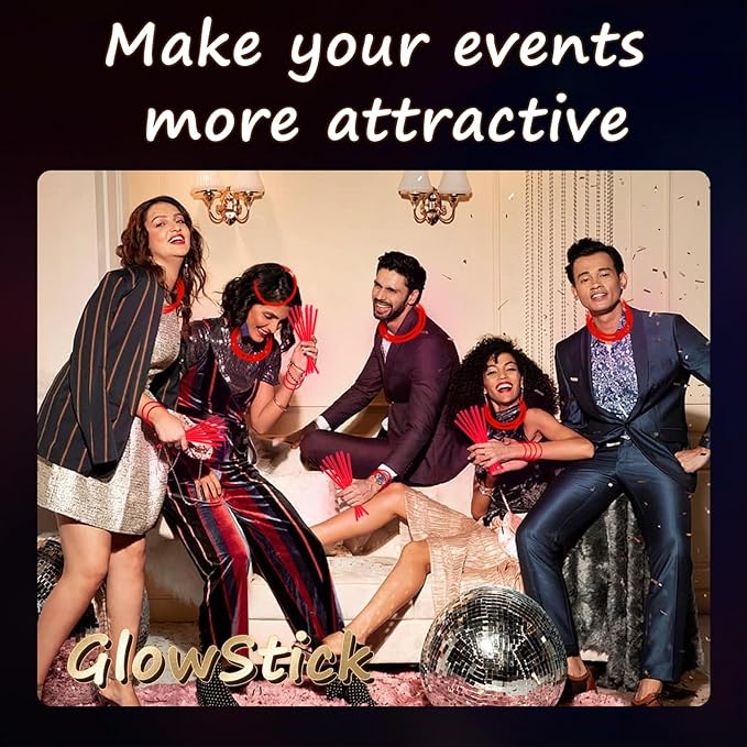 75 Glow Sticks Bracelets and Necklaces, 8'' Glowsticks Bulk Pack Bright Glow in the Dark Party Supplies for Kids (Red)