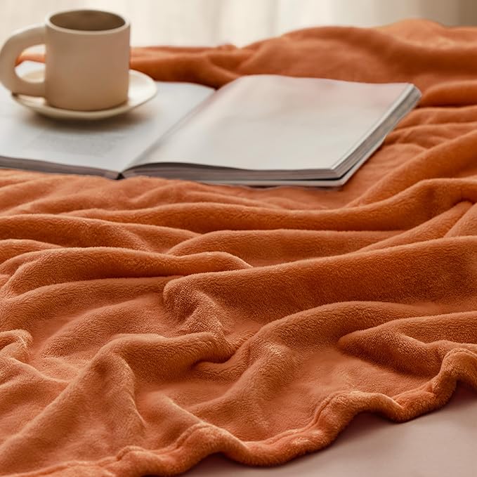 Bedsure GentleSoft Burnt Orange Fleece Blanket King Size - 280GSM Soft Lightweight Plush Cozy Blankets for Bed, Sofa, Couch, Travel, Camping