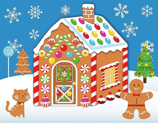 32PCS Make-a-Gingerbread House Stickers for Kids - Christmas Party Game/Craft/Activity/Favor/Supplies - 16 Finished Products