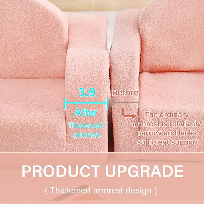 Tiita Kids Sofa, 2-in-1 Kids Sofa Chair, Convertible Children Couch to Lounger, Flip Out Kids Sofa Chair, Toddler Armrest Chair Bed, Folding Kids Play Sofa for Girl or Boy, Purple Paws