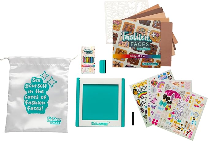 Fashion Faces Mix & Match Fashion Designer Kit for Girls, Kids Arts & Crafts Ages 6+, Girls’ Fashion Hair & Makeup Looks, Gifts for 6 Year Old Girl, Toys for Girls, Little Girl Gifts, Fashion Plates