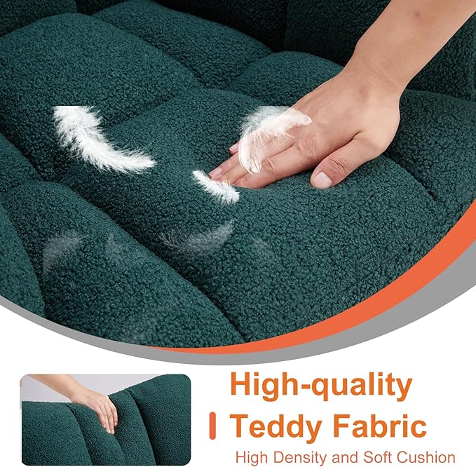 Sweetcrispy Rocking Chair Nursery, Teddy Upholstered Glider Rocker with High Backrest, Reading Chair Modern Rocking Accent Chairs Glider Recliner for Living Room, Nursery, Bedroom