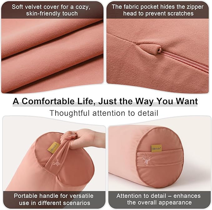 Body Pillow for Adults – Long Bolster Pillow for Bed, Round Cuddle Pillow, Full Support for Side Sleepers,39.37 x 7.87 Inches,Blush Pink