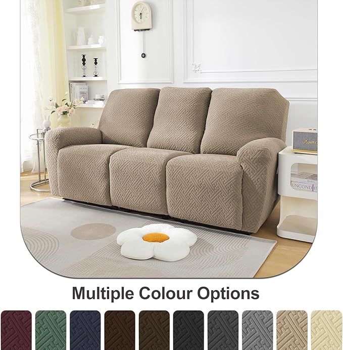 NORTHERN BROTHERS Stretchy Recliner Sofa Covers 3 Seater, Couch Cover Recliner Sofa 3 Cushions, Sofa Recliner Covers, Khaki