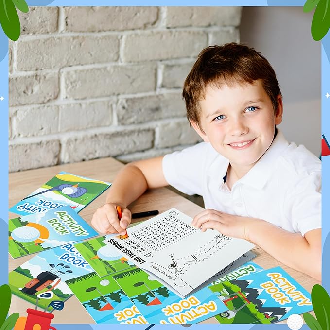 Golf Activity Books for Kids - Sports Golf Theme Mini Games Coloring Book Set Bulk Mazes Word Search Word Scramble Games DIY Booklet for Birthday Party Goodie Bags Stuffers Classroom Favors Supplies