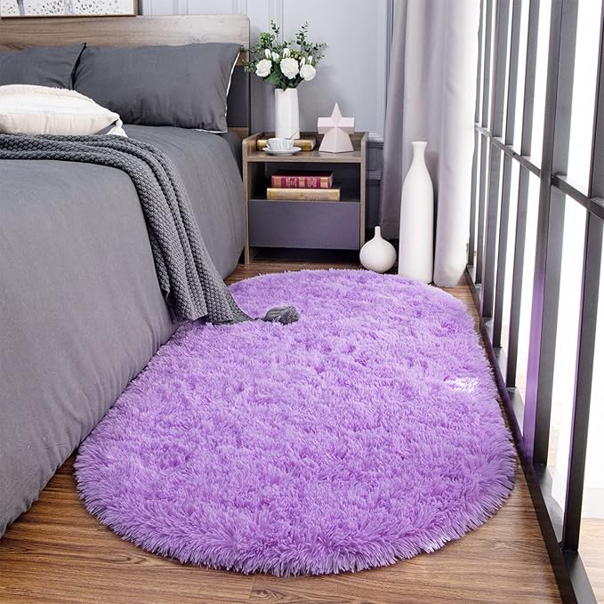 Noahas Ultra Soft Fluffy Bedroom Rugs Kids Room Carpet Modern Shaggy Area Rugs Home Decor 2.6' X 5.3', Purple