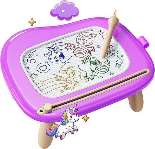 KOKODI Toys Gifts for 1 2 3 Years Old Girl, Sturdy Magnetic Drawing Board Sketch Doodle Pad, Educational Learning Birthday Easter Gifts Basket Stuffers for Kids Toddler - Left Hands Friendly (Purple)