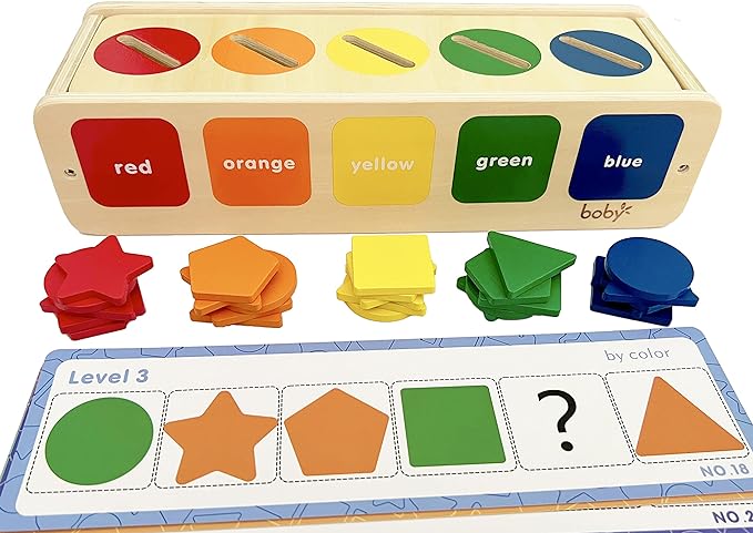 Dailyfunn Montessori Toys Color&Shape Sorting Learning Matching Box for Baby Toddlers 1-3 Year Old