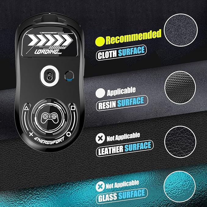 MOSHOU Glass Mouse Skates for Logitech G Pro X Superlight, Consistent Controllable Glide Polished 2.5D Curved Edge Superfast Gaming Mouse Feet Durable Sole (Black)