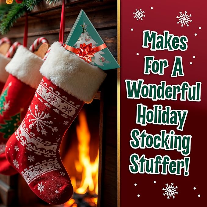 Christmas Stocking Stuffers Jewel Rings for Kids, Set of 10 Christmas-Themed Adjustable Holiday Dress-Up Rings for Girls in Christmas Tree Gift Box, Christmas Gift for Girls Age 3 4 5 6 7 8 and Up