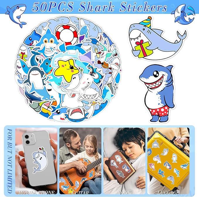 146Pcs Baby Shark Party Favors for Toddlers Kids 4-8 Under The Sea Animals Coloring Books with Crayons Bulk Birthday Supplies Tattoo Stickers Stamper Bracelets School Classroom Reward Gift Goodie Bags