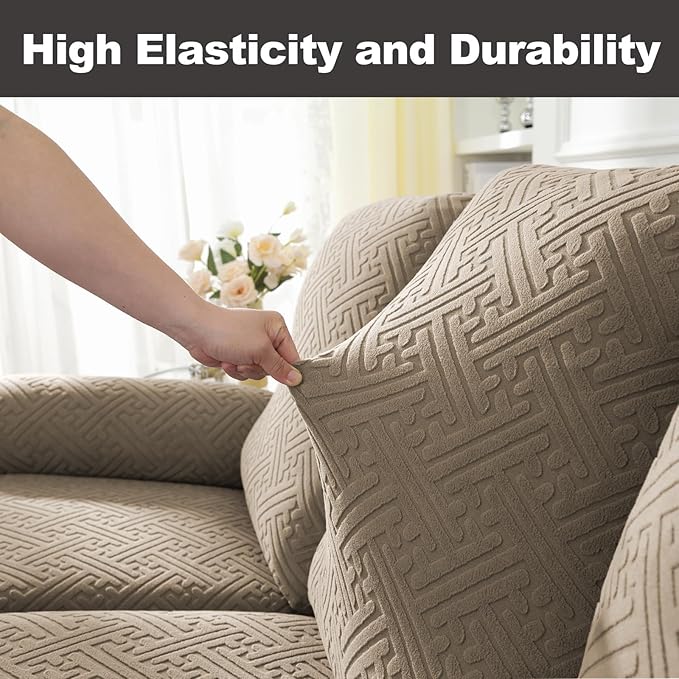 NORTHERN BROTHERS Stretchy Recliner Sofa Covers 3 Seater, Couch Cover Recliner Sofa 3 Cushions, Sofa Recliner Covers, Khaki
