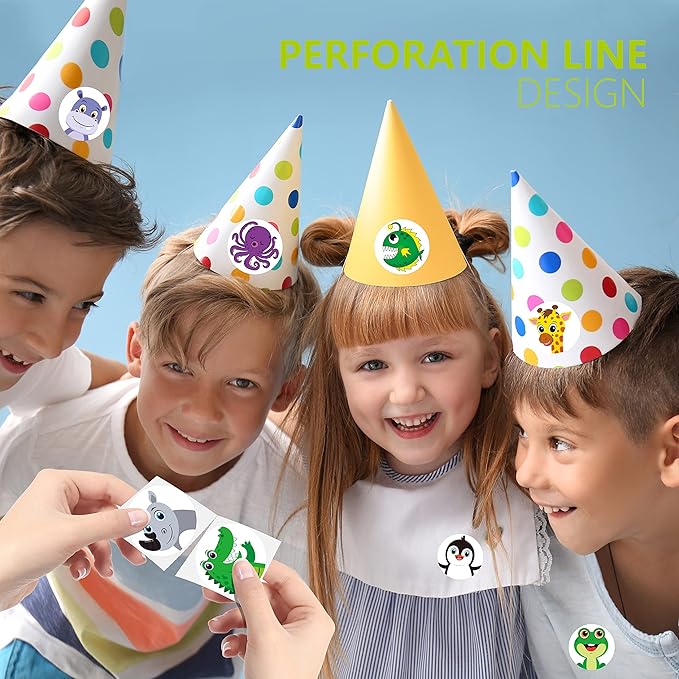 1800 PCS Round Animal Stickers, 36 Designs Wild/Farm/Marine Animal Cartoon Teacher Reward Stickers for Kids, Party Decoration Sticker for School Classroom Home with Perforation Line(1” Each, 3 Rolls)