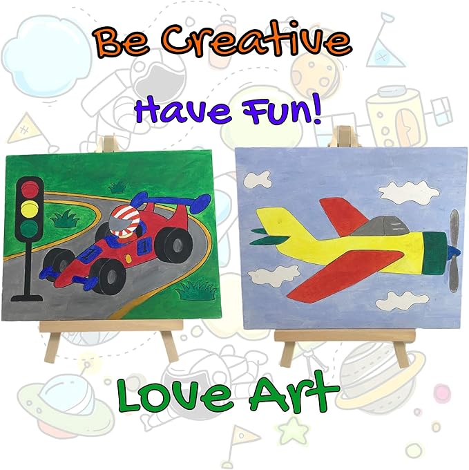 J MARK Kids Paint Set – Acrylic Kids Painting Kit – Storage Bag, Paints, Easel, Canvas, Brushes