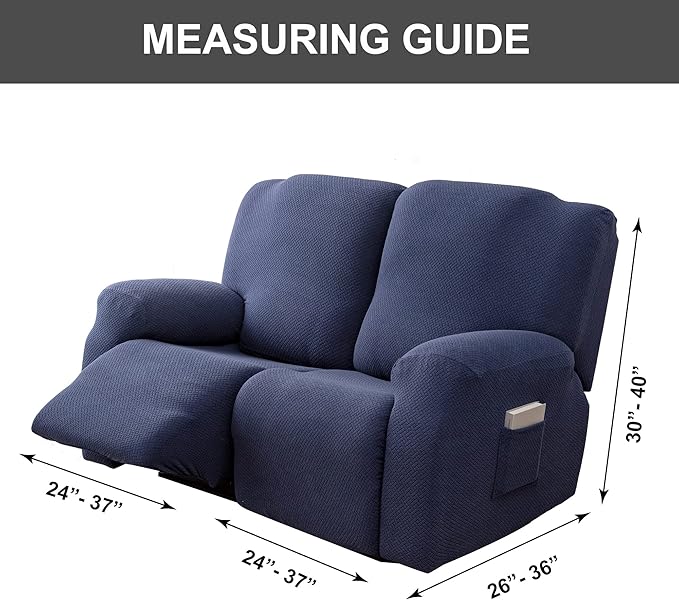Genina Recliner Loveseat Cover Stretch Couch Covers Sofa slipcover for 2 Seat Reclining Couch Thick Jacquard Furniture Protector (Navy Blue)