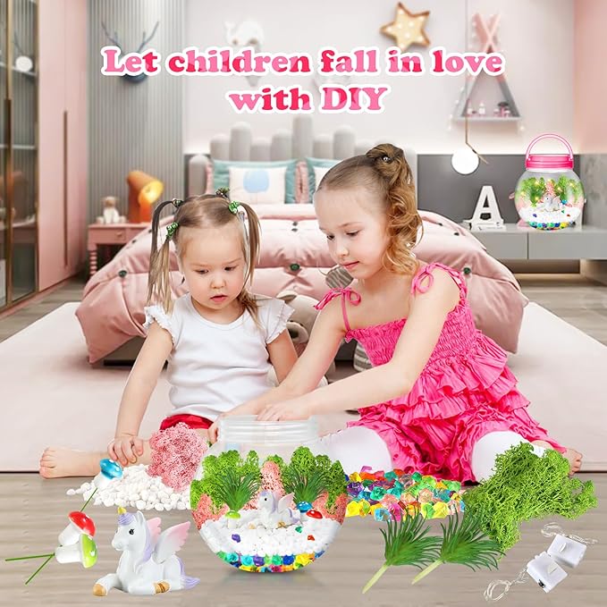 HONGID Unicorn Terrarium Crafts Kit for Girls - Unicorn Craft Kit for Kids,Unicorn Toys for Girls,Kids Christmas Girls Gifts for Teen Girls Age 3+