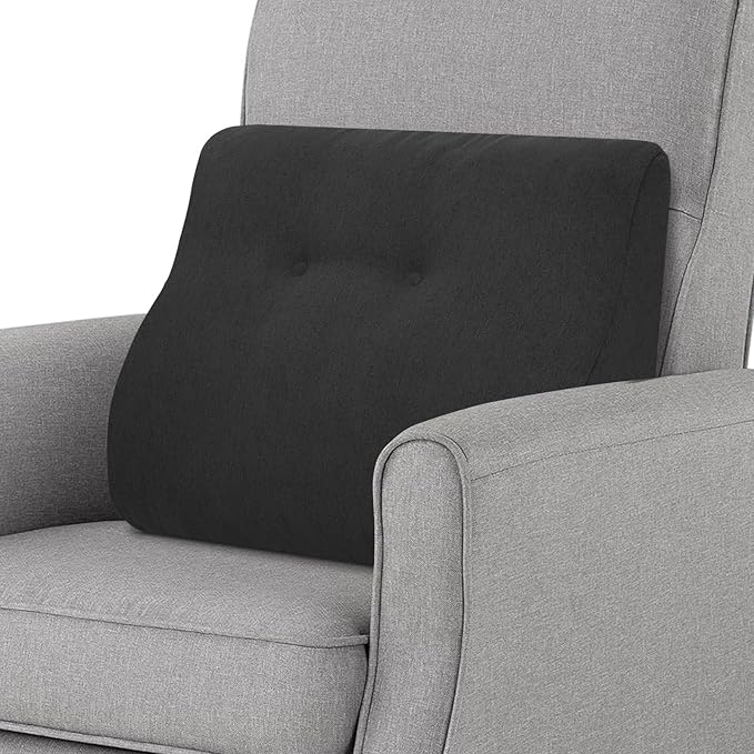 baibu Lumbar Support Pillow for Recliner, Large Memory Foam Dual-Layer Patent Design Back Support Cushion for Sofa & Gaming Chair, Ergonomic Lumbar Pillow with Machine Washable Cover, Black