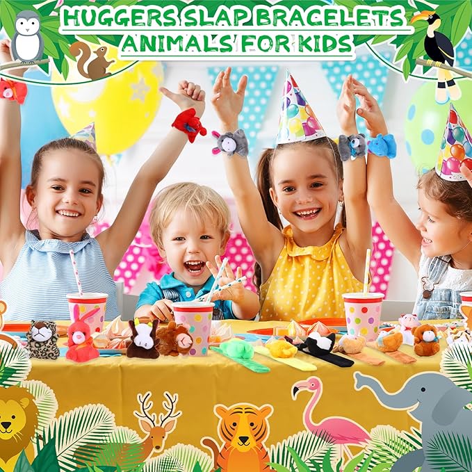 Leyndo 30 Pcs Stuffed Animal Slap Bracelet for Kids Cute Animal Slap Bracelets Stuffed Animal Bracelets Bulk Slap Bracelet Plush for Holiday Gifts, Themed Party Favors, Classroom Rewards