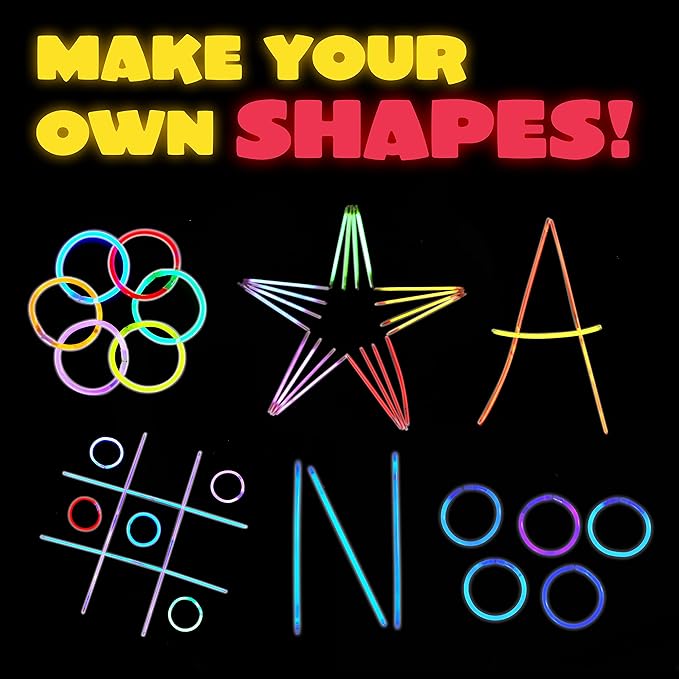 JOYIN 600 Pcs 8" Glowsticks, Bracelets Necklaces, Glow in the Dark Party Favors, Easter, Christmas, Halloween Supplies Pack, Football Party Supplies