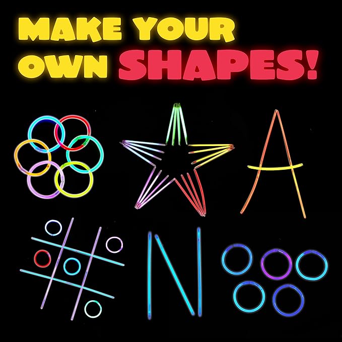 JOYIN 100 Pcs 8" Glowsticks, Bracelets Necklaces, Glow in the Dark Party Favors, Easter, Christmas, Halloween Supplies Pack, Football Party Supplies