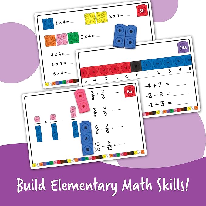 Learning Resources MathLink Cubes Elementary Math Activity Set - 115 Pieces, Ages 7+ Math Manipulative Cubes, Math Games for Kids, Math Counters