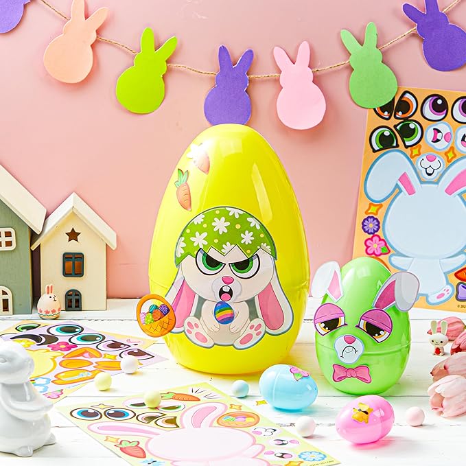 JOYIN 36 PCS Easter Match Make a Face Stickers with Chick Bunny Sheep Egg Pattern, Stickers for Kids, Easter Decorations for Water Bottle, Basket Stuffers,Classroom Gifts