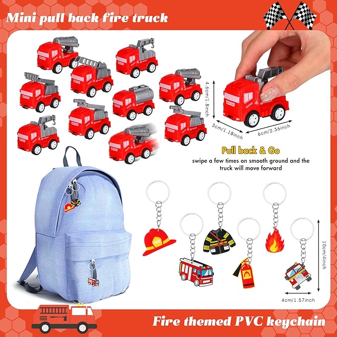 HyDren 211 Pcs Firefighter Party Favors Included Gift Cup Straw Keychain Slap Bracelet Mini Truck Sticker Stamper Card Tattoo Sticker Shovel Sticker Tag Cable Tie For Birthday Gift Prize