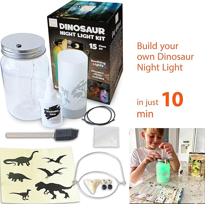 Hapinest DIY Dinosaur Toy Lantern Make Your Own Night Light Kit, Dino Toy Lanterns for Kids, Dinosaur Arts and Crafts Birthday Gift Ideas for Kids Boys Girls Ages 6 7 8 9 10 Years Old & Up