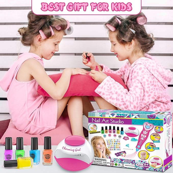 Kids Nail Polish Set for Girls, Kids Nail Art Kit for Girls Ages 7-12 Years Old - Cool Girly Stuff - Girls Gifts Ideas -6 7 8 9 10 11 12 Year