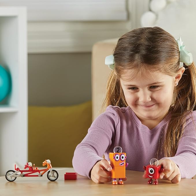 hand2mind Numberblocks One and Two Bike Adventure, Cartoon Action Figure Set, Toy Figures, Toy Vehicle Playsets, Small Figurines for Kids, Number Toys, Math Toys for Kids 3-5, Birthday Gifts for Kids