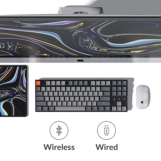 Keychron K8 Tenkeyless Wireless Mechanical Keyboard for Mac, RGB Backlight, Bluetooth, Multitasking, Type-C Wired Gaming Keyboard for Windows with Gateron G Pro Brown Switch