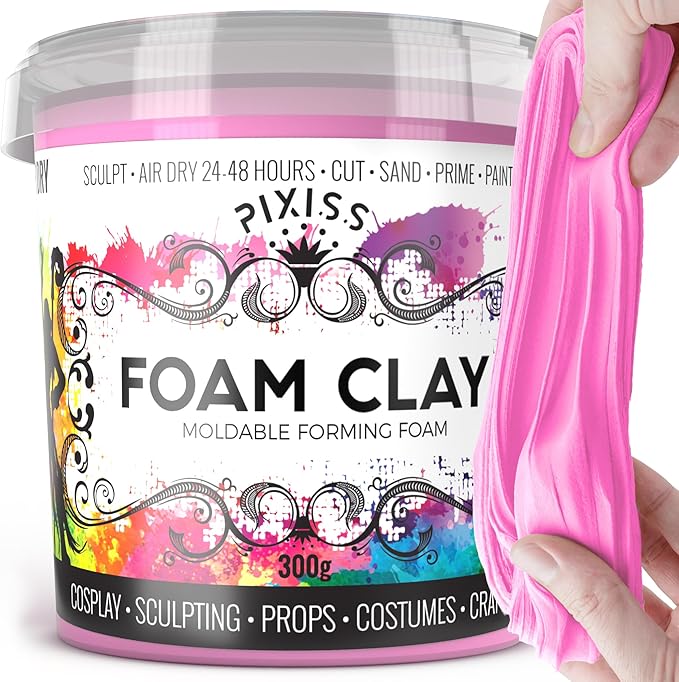 Moldable Cosplay Foam Clay (Light Pink) - Premium Modeling Foam Clay Air Dry, 300 Gram Cosplay Foam Sculpting Clay for Crafts - Quick Air Drying Clay Foam - Flexible Air Dry Foam Clay for Cosplay