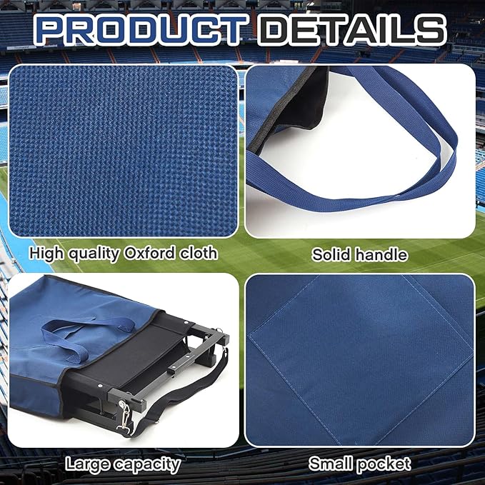 2 Pcs Stadium Seat Storage Bag Chair Carry Bags Football Match Wide Bleacher Cushion Chair Carry Bag for Stadium Football Baseball Soccer Sports Match Camping Beach Hiking Trip(Blue)