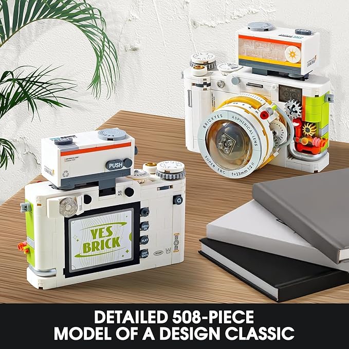 Vintage Camera Mini Building Set for Adults, White Classic Replica Toy Camera, Creative Gifts for Teens Boys Girls 8+ Photographer(508 pcs)