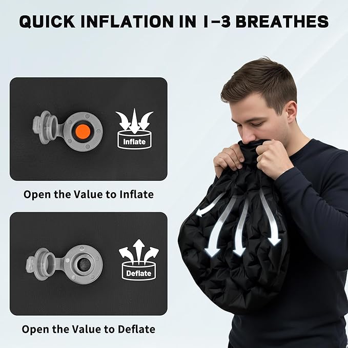 EULANT Inflatable Seat Cushion Lightweight Compact Stadium Seat Pad Camping Travel Air Seat Cushion for Airplane Hiking Bleachers Office Home Sports Events(2PC)