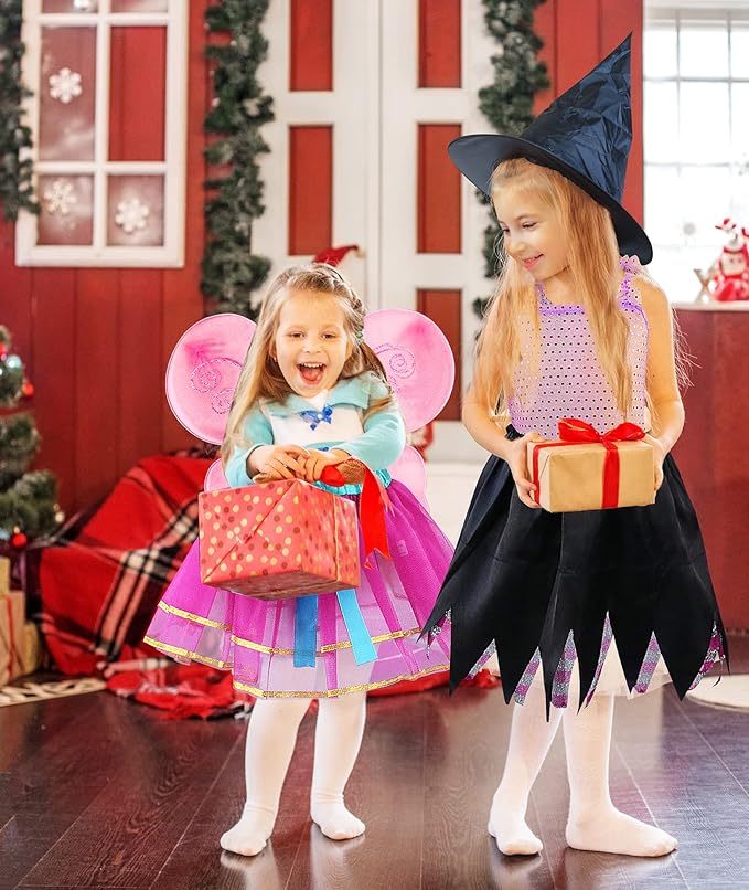 Jeowoqao Girls Dress up Trunk Princess Set, 24Pcs Pretend Play Costume Set, Fairytale, Supergirl, Princess, Rainbow Girls Costume for Toddler/Little Girls Ages 3 4 5 6 Years