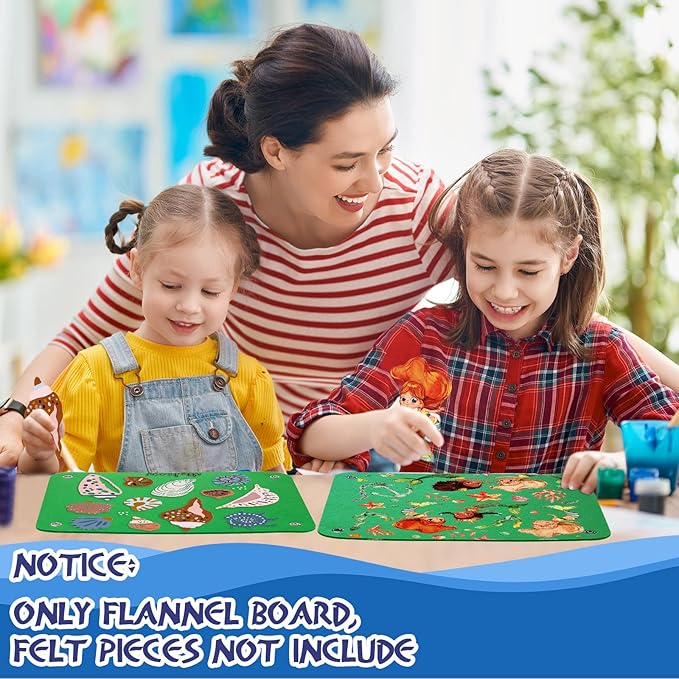 4 Pieces Felt Board for Toddlers Classroom Flannel Board Stories for Preschool Homeschooling, Kids Felt Story Activity Wall Hanging Children Birthday Gifts, 11.8 x 15.75 Inch (Green)