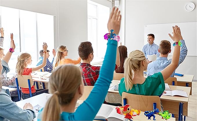 20 Packs Bulk Dinosaur Fidget Bracelet for Kids Boys Girls,Classroom Birthday Activity Party Favors Prizes