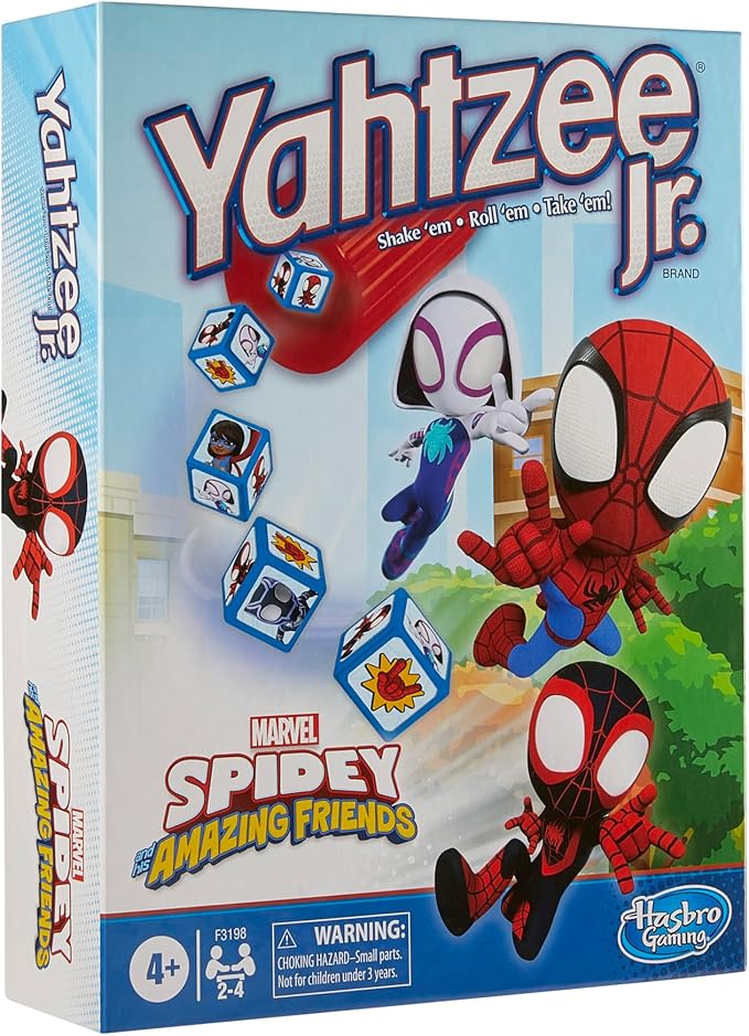 Hasbro Gaming Yahtzee Jr. Marvel Spidey and His Amazing Friends Edition Board Game | Preschool Games for Kids | 2-4 Players | Easter Gifts Boys & Girls | Ages 4+ (Amazon Exclusive)