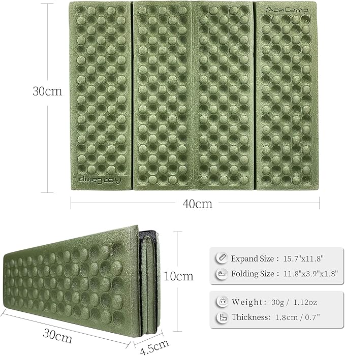 AceCamp 3940 Portable Lightweight Mini Waterproof Folding Mat, Foam Sitting Pad for Outdoor Activities, Foldable Kneeling and Seat Cushion for Comfort, Red