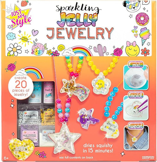 Just My Style Sparkling Jelly Jewelry, Make Your Own Squishy Jewelry, Create 25 Pieces of Jelly Jewelry, Fun Weekend or Sleepover Activity, Great Bead Kit for Kids Ages 6, 7, 8, 9