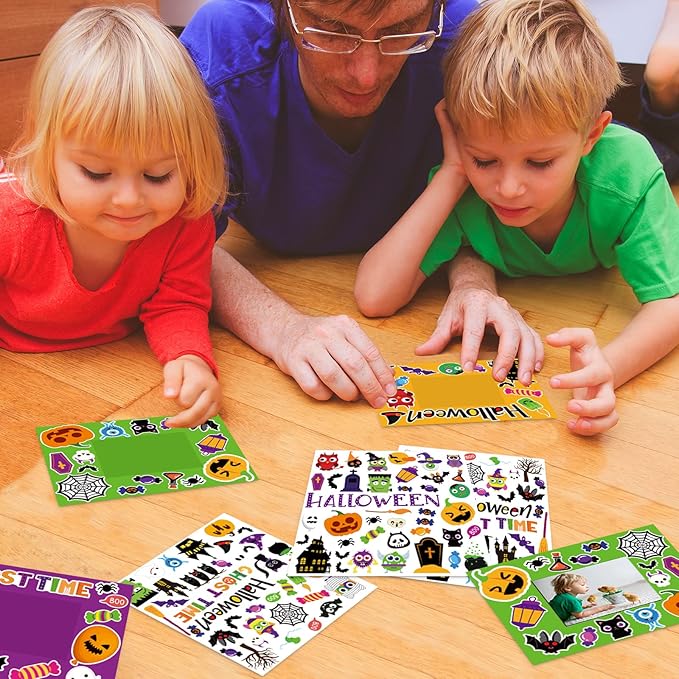 30 Packs Halloween Picture Frame Craft Kits for Kids Halloween DIY Craft Set with Pumpkin Maple Leave Turkey Stickers Home Classroom Indoor Game Activities