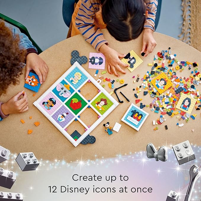 LEGO Disney Classic 100 Years of Disney Animation Icons 43221 Buildable Disney Toy with Mickey Mouse Minifigure, Classic Disney Wall Art, Fun Toys for Kids Ages 6+