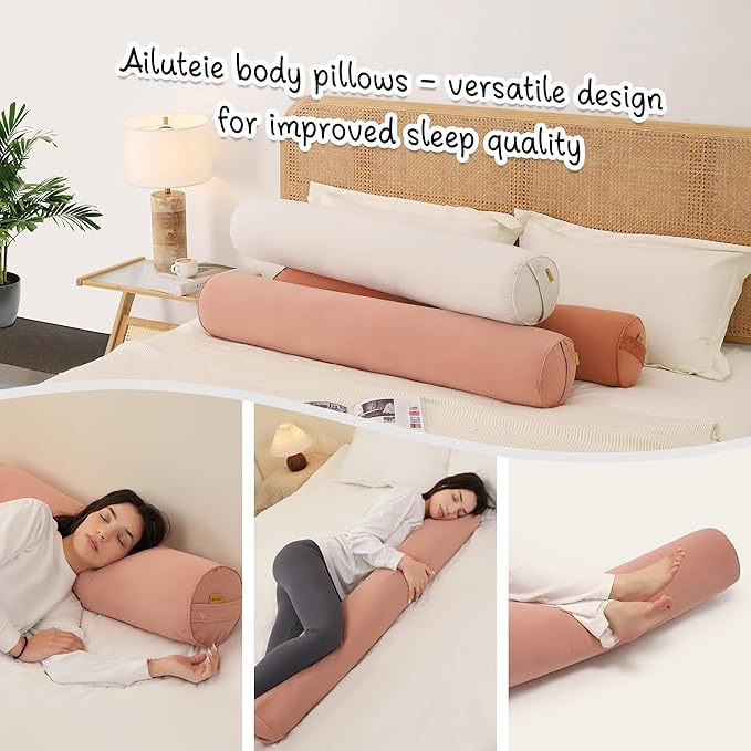 Body Pillow for Adults – Long Bolster Pillow for Bed, Round Cuddle Pillow, Full Support for Side Sleepers,39.37 x 7.87 Inches,Blush Pink