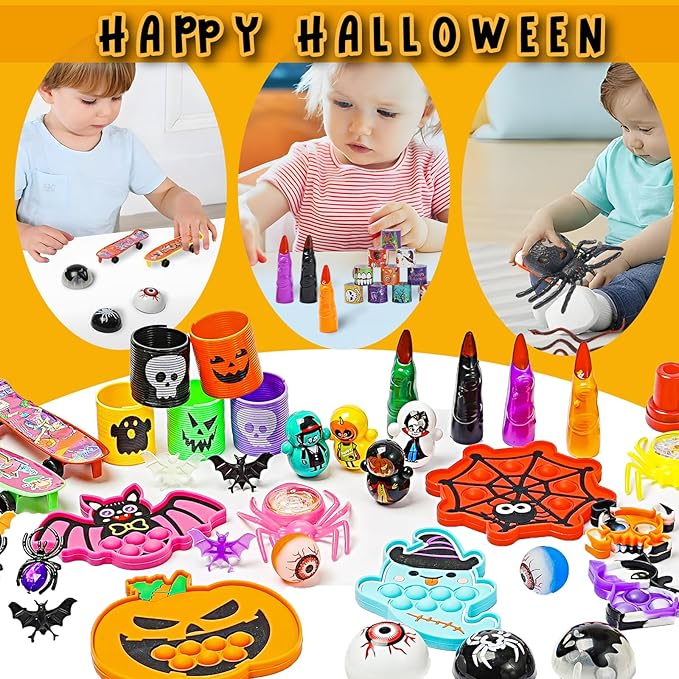 600 Pcs Halloween Party Favors for Kids, Fidget Toys Bulk, Prizes for Kids, Halloween Toys Treats Gifts, Carnival Treasure Classroom Prizes Box, Goodie Bag Stuffers, Party Toy Supplies
