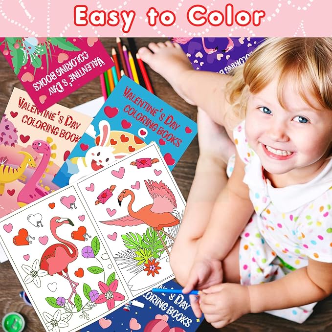 30Pcs Valentines Day Coloring Books for Kids 4-8, 8-12, Valentine's Party Favors Bulk Gifts Includes Dinosaur More Designs Goodie Bags Stuffer for Classroom Activity Supplies Boys Girls