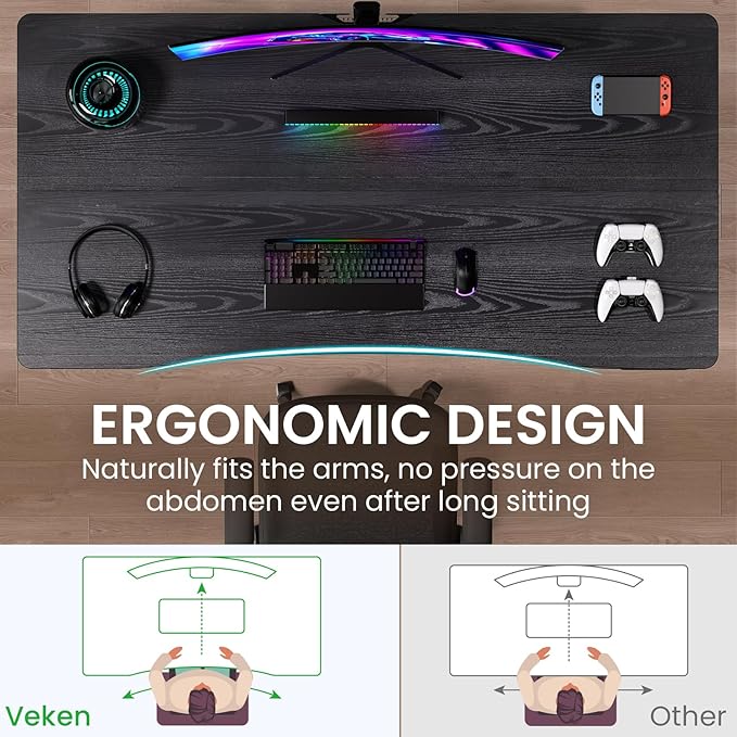 Veken 63 x 28 Inch Electric Standing Desk with Adjustable Height, Sit to Stand Computer Table for Study, Work or Gaming, Home Office Desk Black