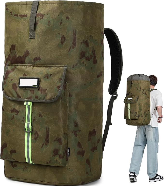 SUOVOCK laundry bag backpack,extra-large heavy duty laundry bags,laundry backpack for college students,drawstring closure (Ruins camouflage laundry bag backpack)