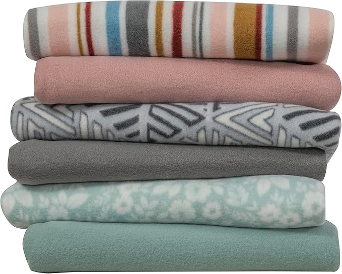 Special SG Glory Fleece Throw Blanket Set Bulk for Travel Kids Outdoor Wedding Pet (Assorted #2, Pack of 6 50x60 Inches)